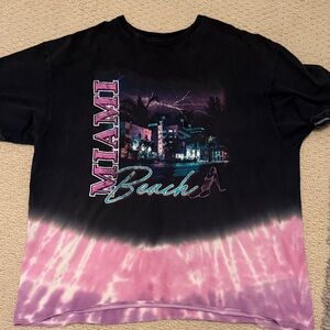 PacSun Black and Pink Miami Beach Tee